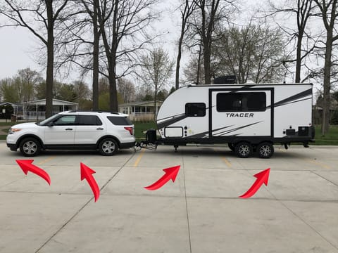 3-4 Car spaces in length depending on your vehicles size.
The Weight Distribution System Balances The Two Vehicles - Ask For More Info About This.    