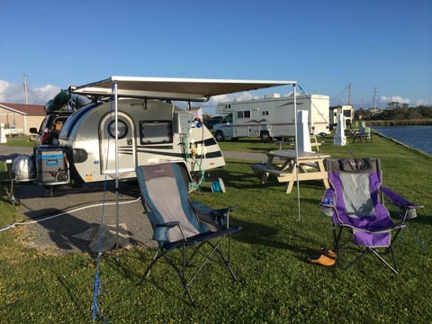 Forget the tent! Arrive at your site, pop up the awning, and you are ready to enjoy the great outdoors.