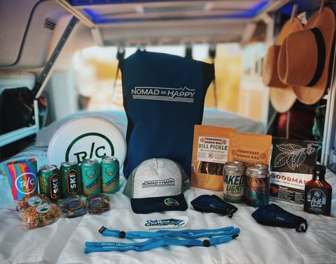 Our goal is for every Nomad Be Happy location to have a swagbag filled with products from local makers, creates, and more.