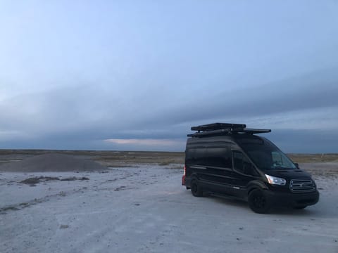 One of our favorite nights in National Grasslands just outside of Badlands National Park. (Note:Roof top tent no longer on van)