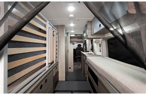 Murphy bed make storage easy, and this van boasts the most available storage of any of our Winnie vans