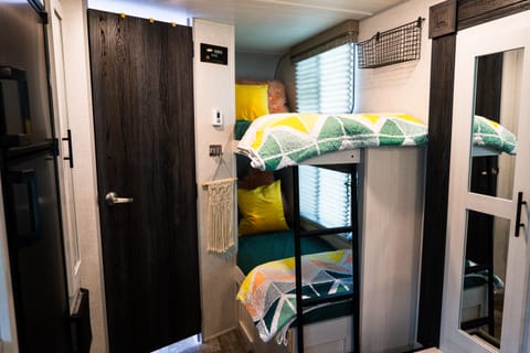 The R-Pod 193 has Twin sized bunks, perfect for kiddos!