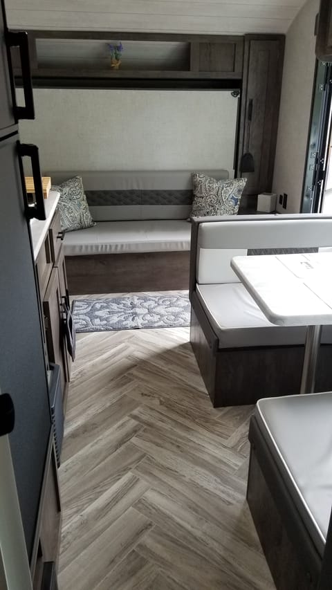 Kitchen seating,and murphy bed folded up