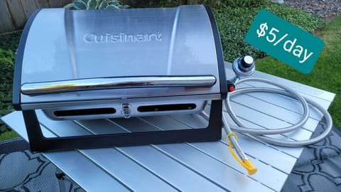 Optional Cuisinart grill with quick connect hose to connect to van propane