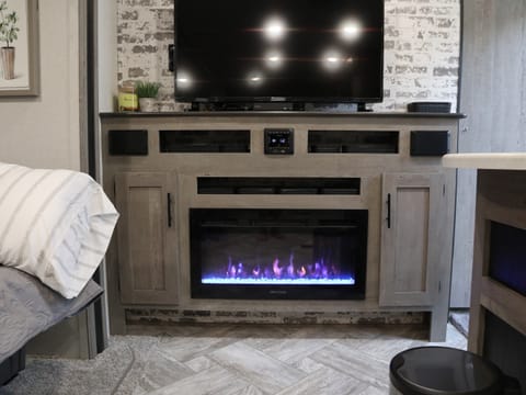 Electric fireplace, bluetooth stereo