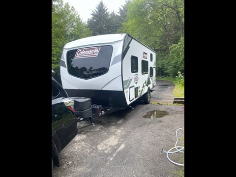 Rubi is being towed by a 2019 4Runner in this image. Campground was Beverly Beach.