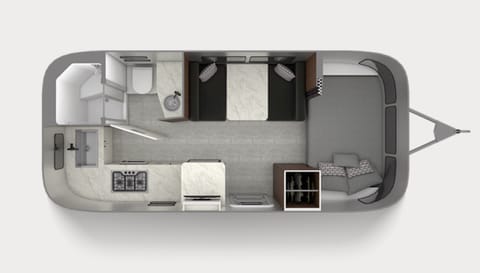 Check out the floor plan of the Airstream 2021 Caravel 20-ft trailer.
