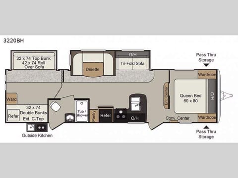 This bunkhouse layout with 2 slides provides for plenty of room inside.