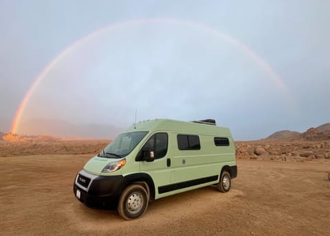 Our very first camping with Yak One was blessed with Rainbow at Alabama Hills.