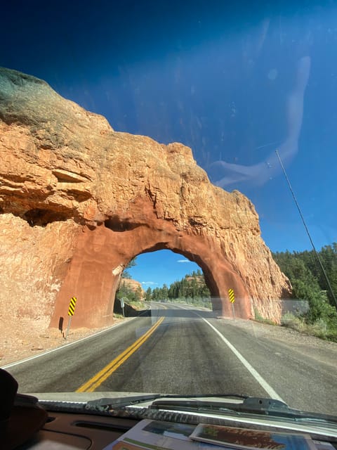 Just before you arrive at Bryce Canyon National Park, you pass through Red Canyon. Here's the Red Canyon arch, just tall enough to pass through.