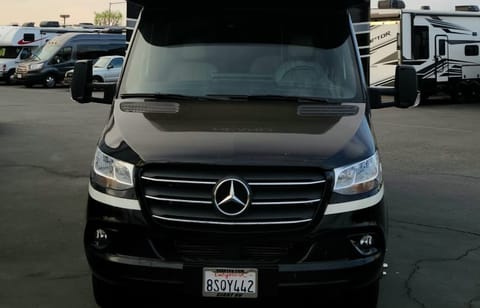 The aerodynamic front of the Vehicle marries nice with the six cylinder Mercedes diesel sprinter. The rig is a thrill to drive and not top heavy . .