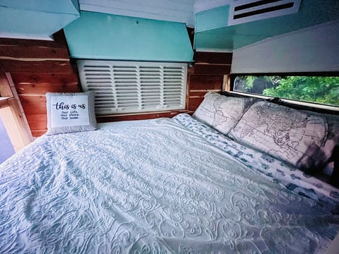 Plush mattress with 3 inches of memory foam mattress topper makes for the most dreamy sleep you've ever had in a bus ... or maybe even a house!