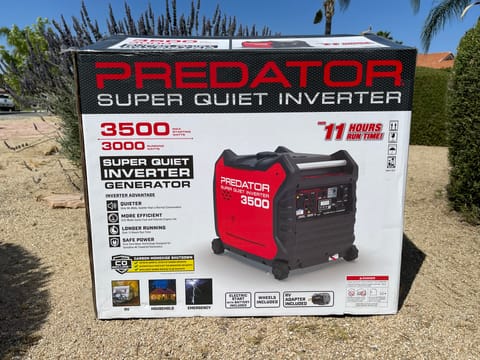 The trailer does not have a generator. But we do have this Predator 3500 Super Quiet Inverter Generator that can be rented 