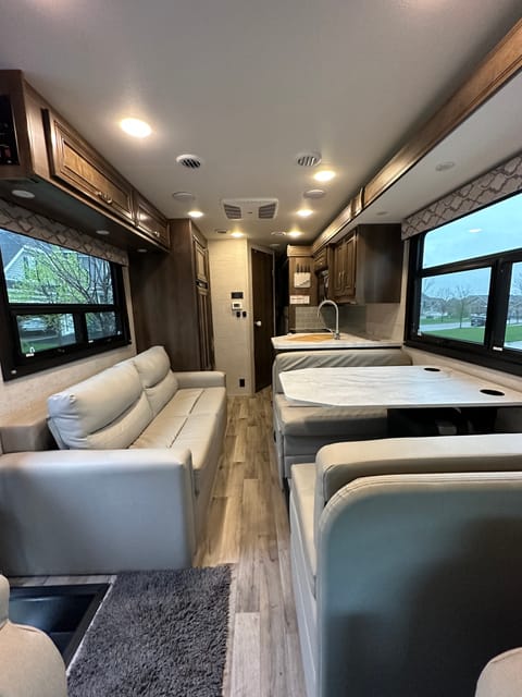 View from drivers cab looking towards the back of the coach 