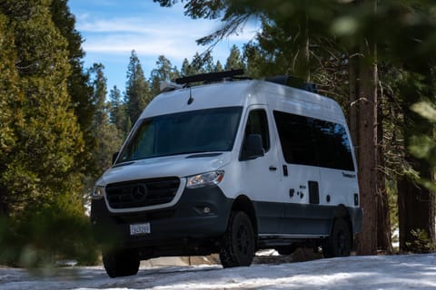 fully capable of getting off the road and into the forest. 
This is the Adventure van at Shaver Lake - a local gem of place. So easy to get there too!