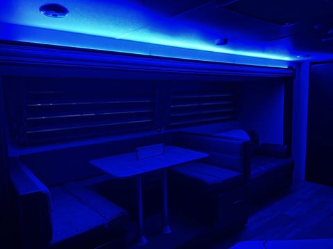 Nice neon blue lights to chill on the inside