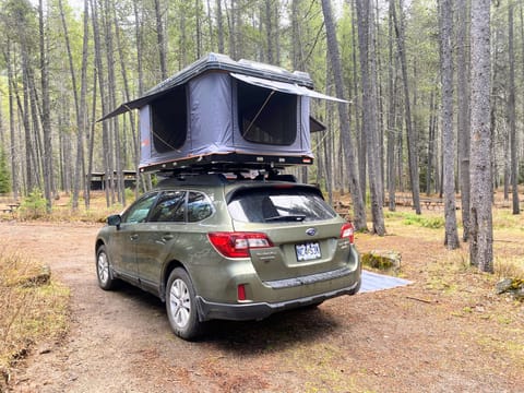 From the cargo area in the Subaro to the roomy tent, you won't be want for space on your camping trip. 