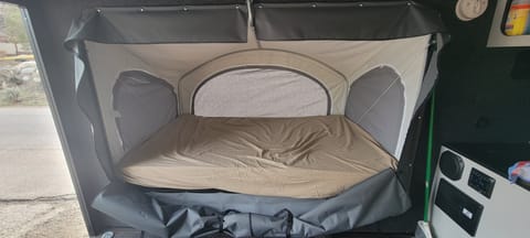 Queen bed that sleeps 2 with ease. It is like sleeping in your own bed! If there is more then 2 air mattress will be provided. 