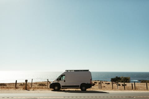 Explore the freedom of the open road with Bonita, as you park along the California Coast, offering the perfect snapshot of adventure and comfort for your next road trip.