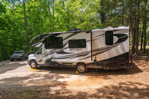 Nova has a smooth ride and can pull up to 7,500 pounds.  We like to bring our Jeep Wrangler along for our own adventures.