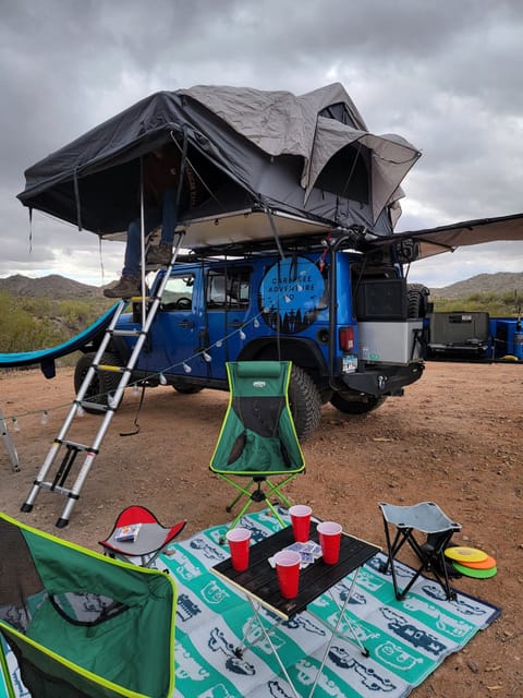 Ready to Roll Overland Experience Fully Loaded Jeep Wrangler Rooftop Tent camper in Wickenburg