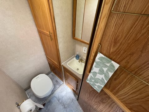 Our bathroom is clean and well-maintained. There is a shower opposite the toilet (though we recommend always using camp showers).