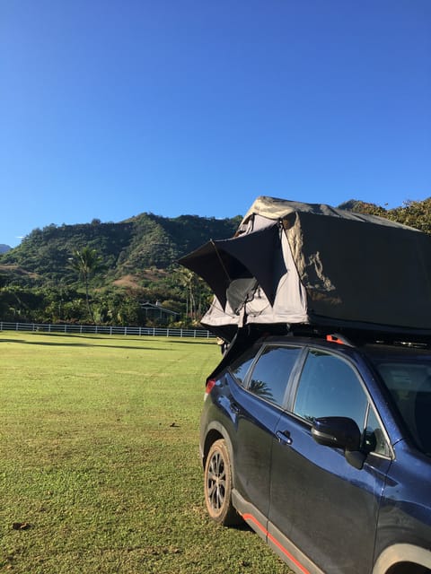 Set up at a wonderful Camping spot on North Shore Kauai.