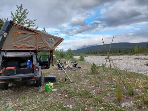 Built-in drawers keep camping kitchen and items secure and accessible.