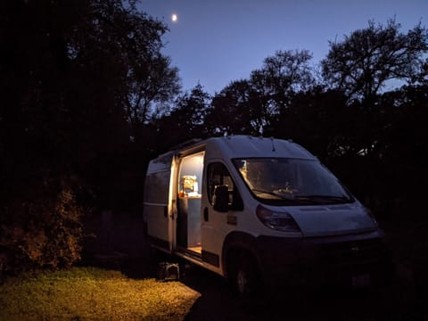 Cosy spot under a full moon in Austin, Texas.