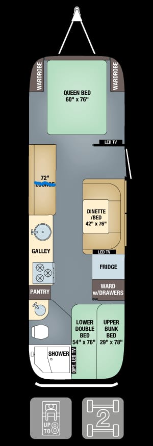 Remember this Airstream is customized and the lounge has been replaced with an extended countertop, extra storage and a washer/dryer combo.