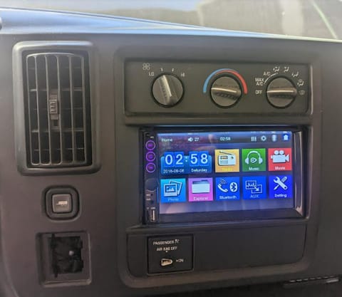 Radio/Bluetooth connection for calls and connecting to driving directions from your phone GPS. 