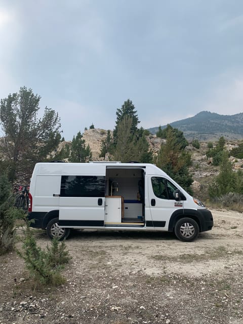 At a dispersed (free!) campsite right outside of Yellowstone Nat'l Park. 