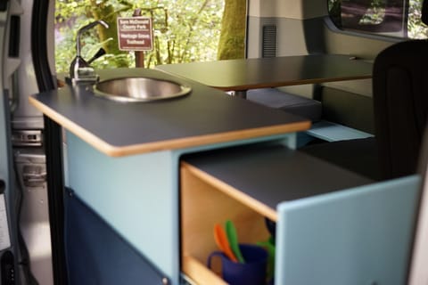 You'll find drawers and storage bins in our Trekker Vans to store away all your items out of sight, yet easily accessible.