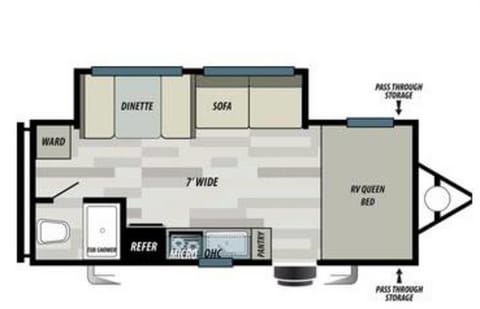 Floor plan and lay out of the camper.