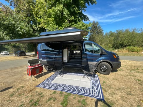 Enjoy the great outdoors with Blue Betty. Carpet and outdoor kitchen included in rental. 