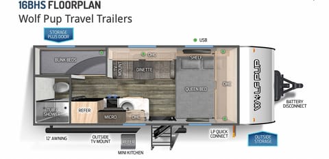Here is a birdseye view of the camper's interior floorplan.

