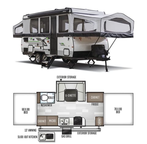 Ivettes Cozy Pop Up Trailer fits 7 Towable trailer in Covina