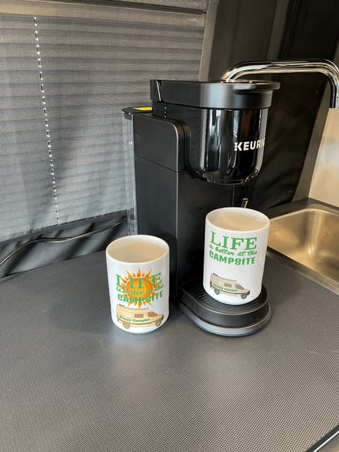 We offer mugs and Keurig so hot coffee is ready quickly in the morning.