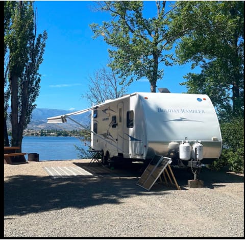 Setup ready for your holiday memories. Featured here is Osoyoos Lake at Nk’mip Campground. 