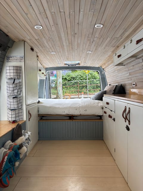 The interior is bright but cozy. 