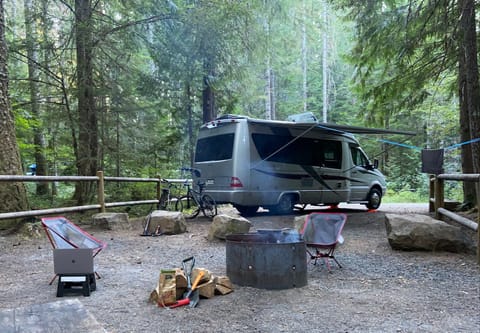 Boondocking at a government camp 2020. Includes enough "legos" (plastic levelers) to even out those wonky sites...