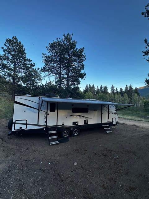 Awning and lights - the two doors are ideal for families! 