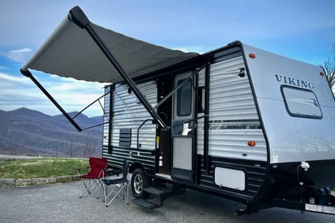 Lil' Miss Viking is the perfect home base for all your adventures.  The exterior has an electric awning and outdoor shower.