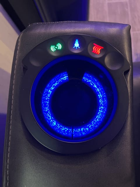 LED cupholder and heat/massage controls