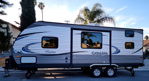 Our wonderful Catalina Coachmen trailer clean and ready for your next trip.