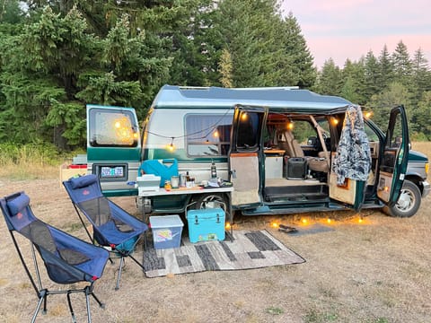 Dennis comes with a full kitchen and everything see here to make your adventure fun and convenient. 