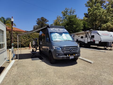 Camped at Camp Site with Awning Extended. (Elks Lodge Central CA. trip)