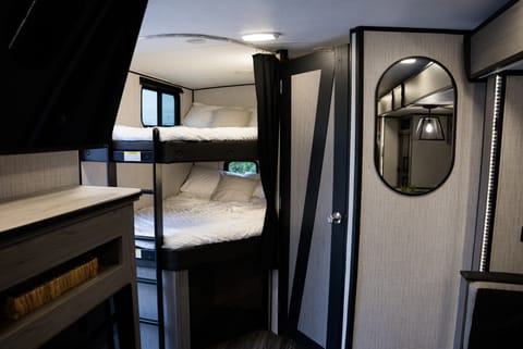 Two full sized bunk beds that feel very spacious