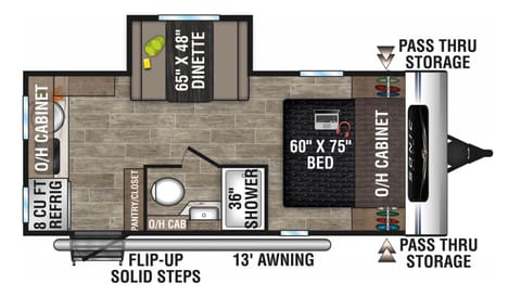Floorplan allows easy access to fridge and coat closet upon entry.