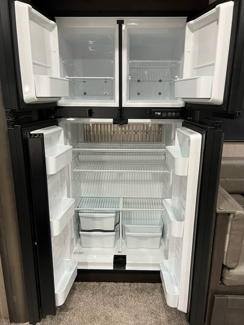 Residential size refrigerator and freezer! Very spacious. 